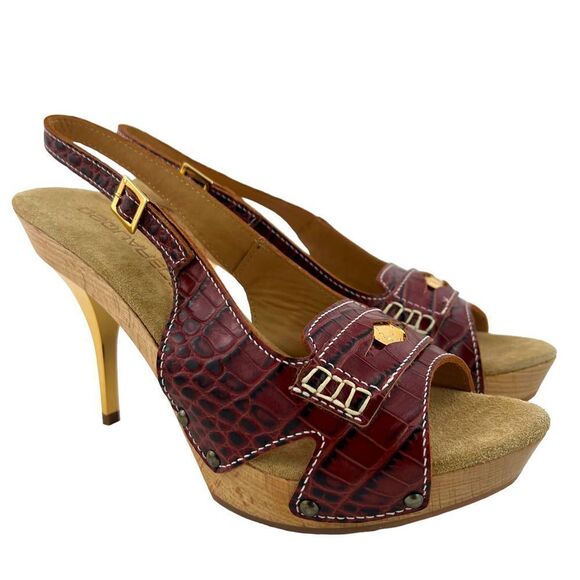 DSQUARED2 Shoes - New DSQUARED2 Women US 6, 7 Leather Shoes Wooden Platform Slim Heels Sandals